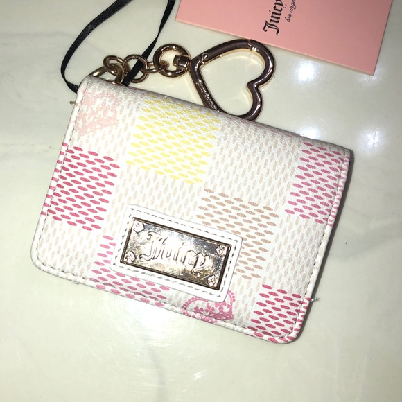 Juicy Couture White Multi Miss Independent Card Case Wallet Key Fob NWT - Picture 14 of 16